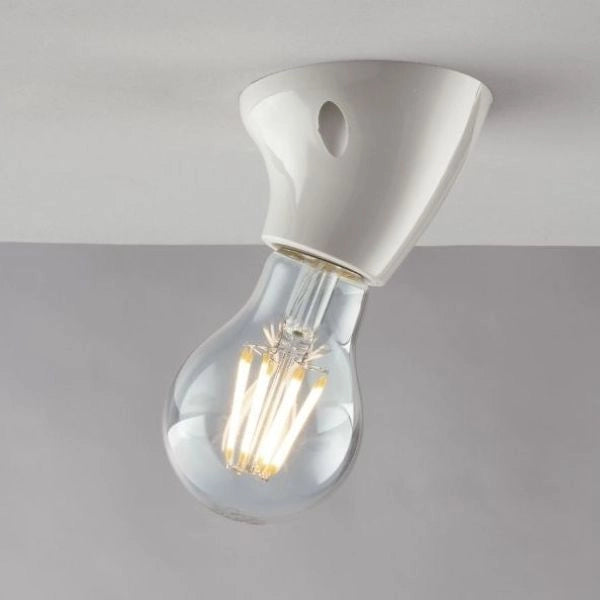 APPLIQUE/PORTALAMPADA DA PARETE IN MATERIALE PLASTICO BIANCO E27 FAN