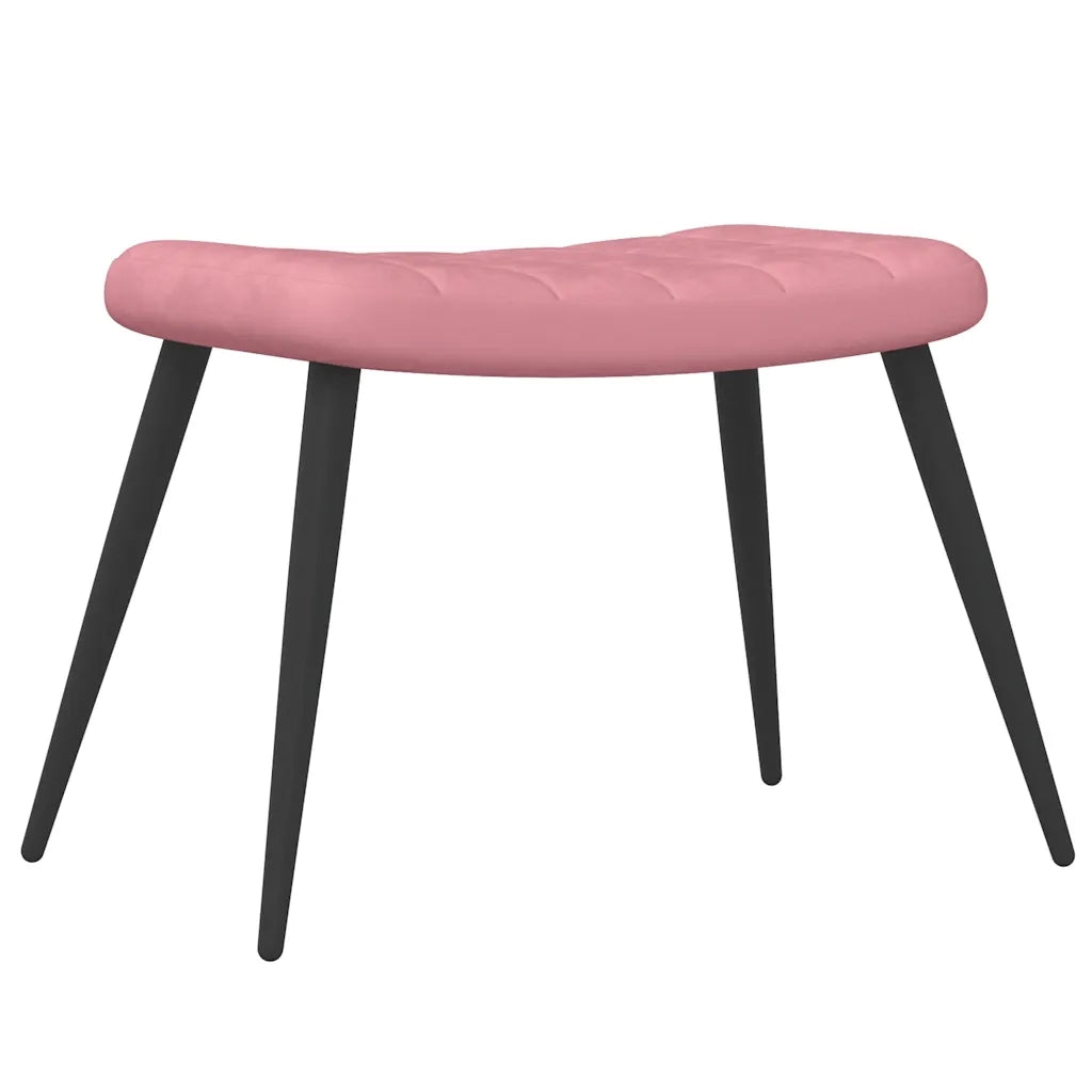 Poltrona Relax con Sgabello Rosa in Velluto 327692