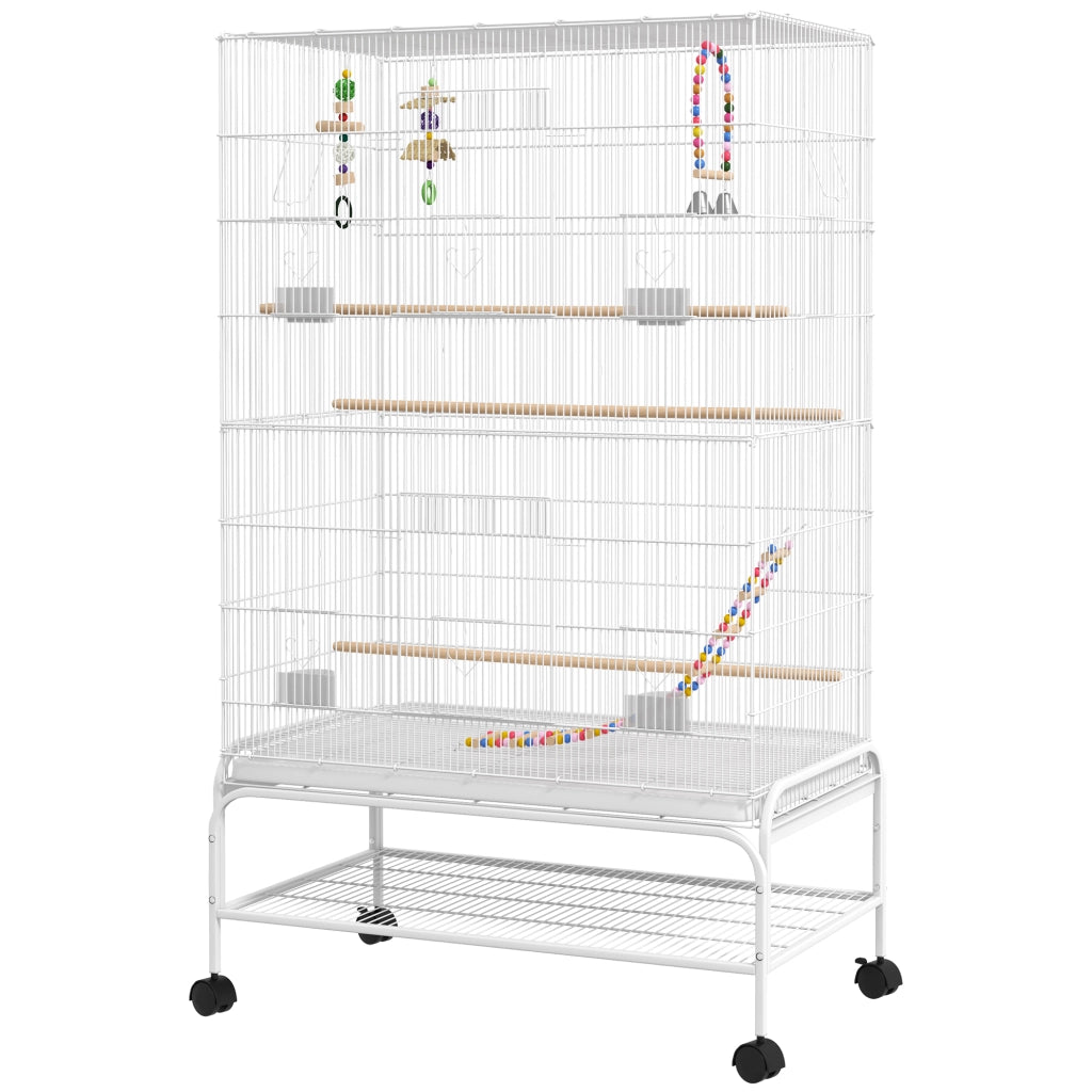 Gabbia per uccelli con ruote ¨C zephmum ¨C 79x49x133 cm bianco
