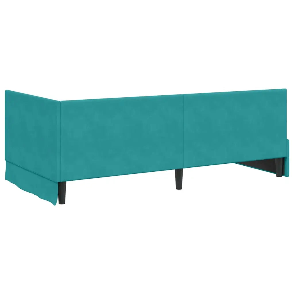 Cornice del letto ad angolo Turchese 90 cm x 190 cm Velluto