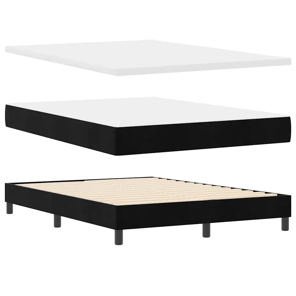 Letto a Sorgente LED con materasso Nero 140 x 200 cm Velluto 3342724