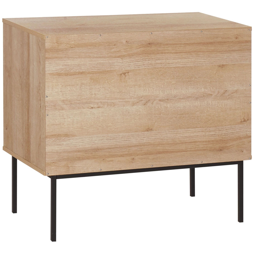 Credenza Moderna a 2 Cassetti con Fronte in Vimini 72 x 80 cm legno Chiaro