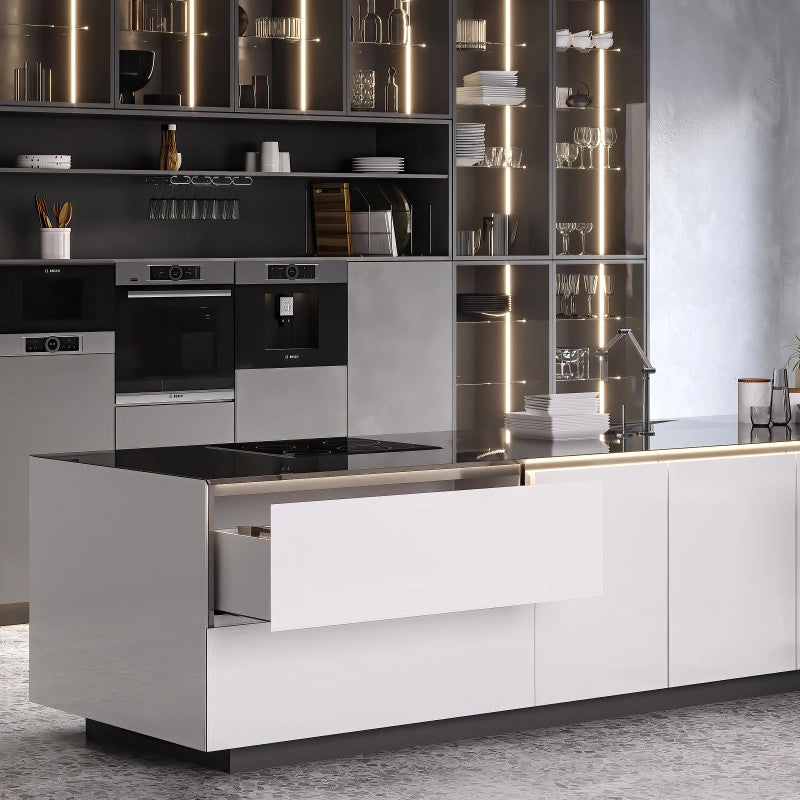 Cassetto esterno Vertex con regolazione 3D altezza 178mm, 40kg, profondità 450mm, Acciaio, Verniciato alluminio