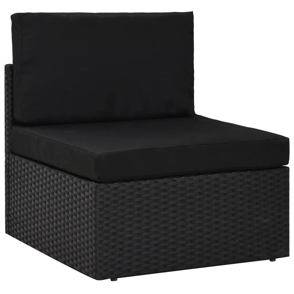Set Divani da Giardino 9 pz con Cuscini in Polyrattan Nero 3067138