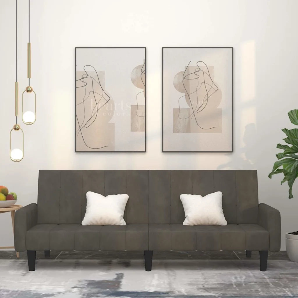 Divano letto | Sof¨¤ letto | Letto singolo a 2 Posti Grigio Scuro in Velluto