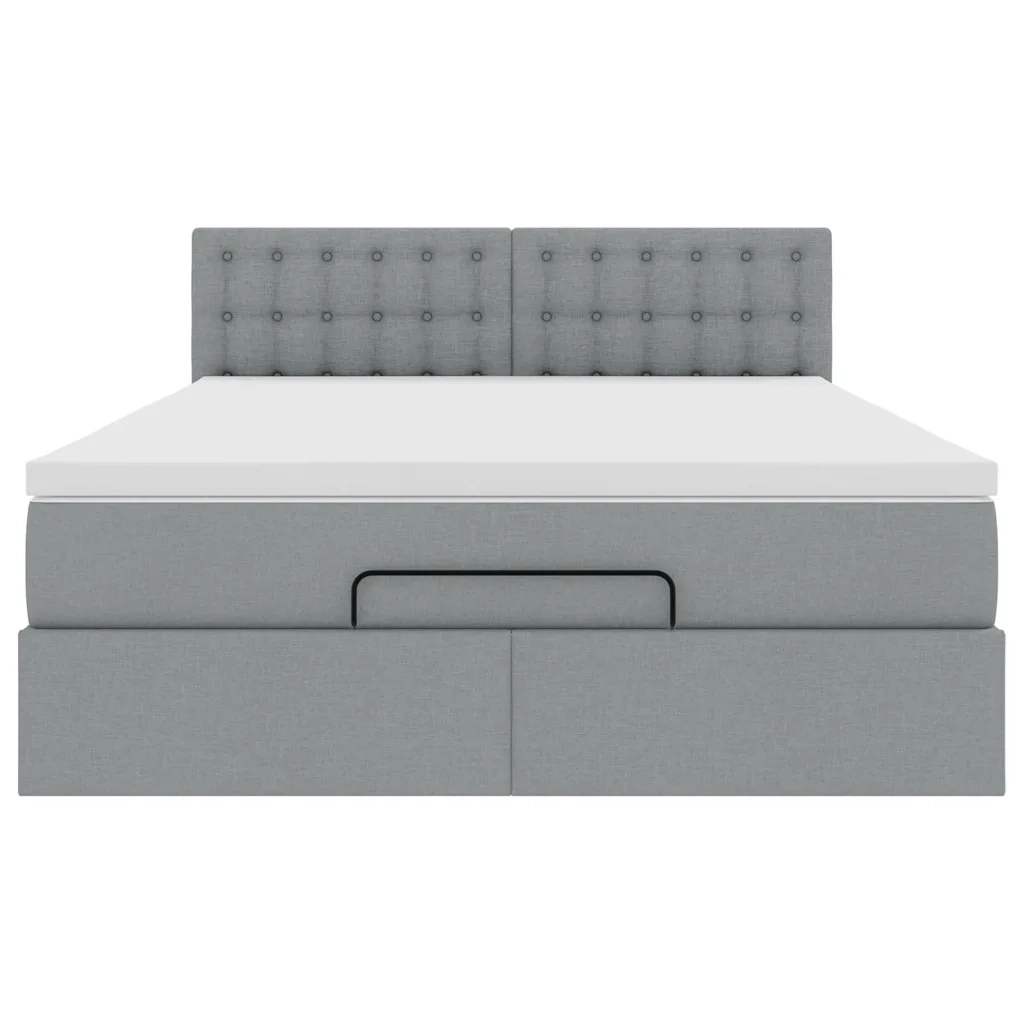 Pouf Letto con Materasso e LED Grigio Chiaro 140x190 cm 3312471
