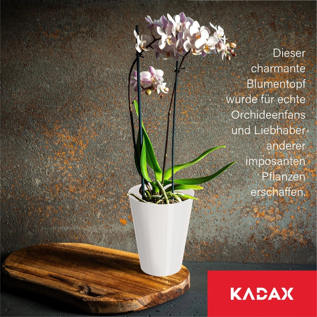 Vaso da fiori KADAX per orchidee, in plastica bianca, 13 cm.