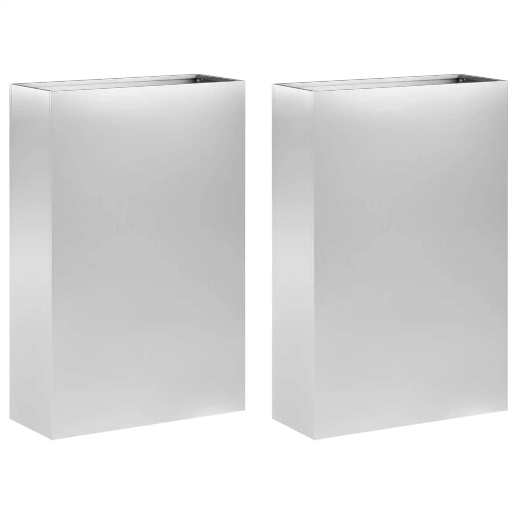 Vaso da giardino 2 pz Argento 40 x 20 x 75 cm Acciaio zincato 8005439