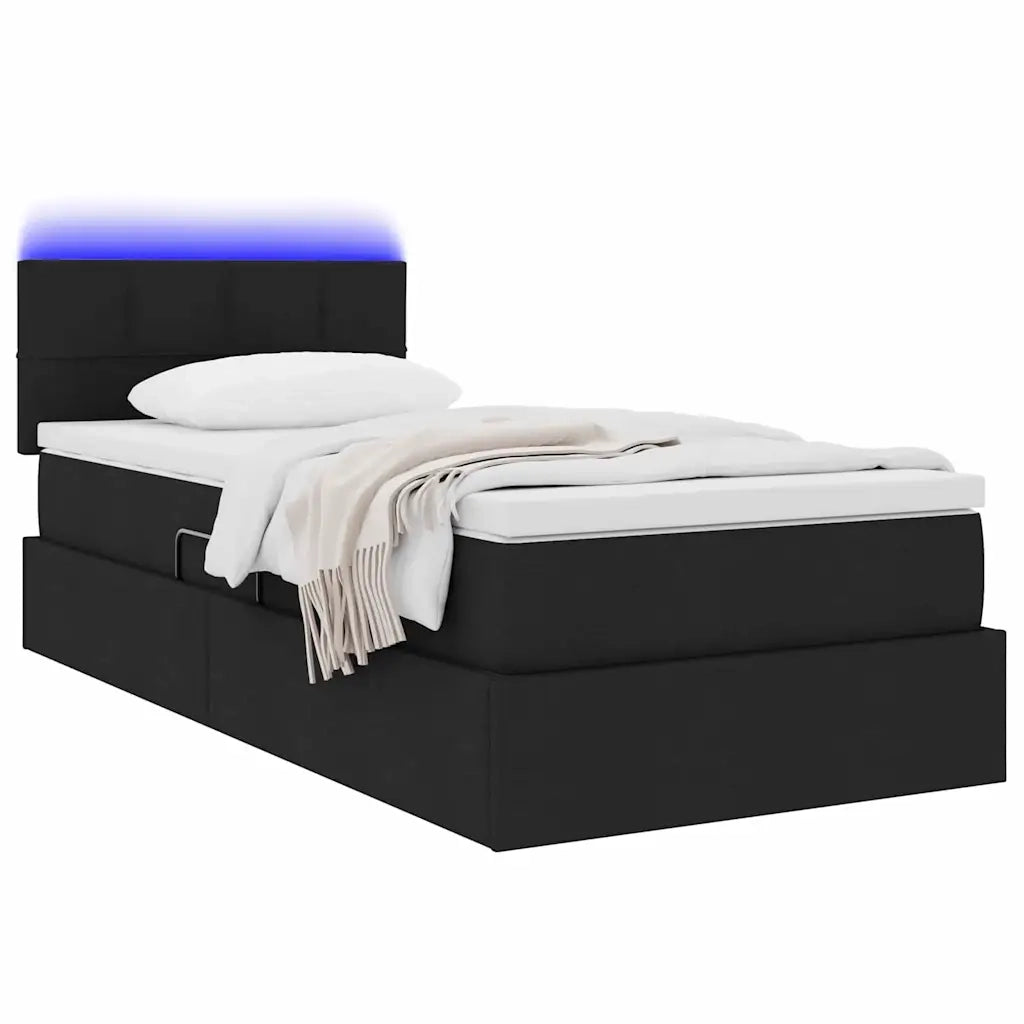 Letto con contenitore e LED con led Nero 100 x 200 cm Tessuto 3371126