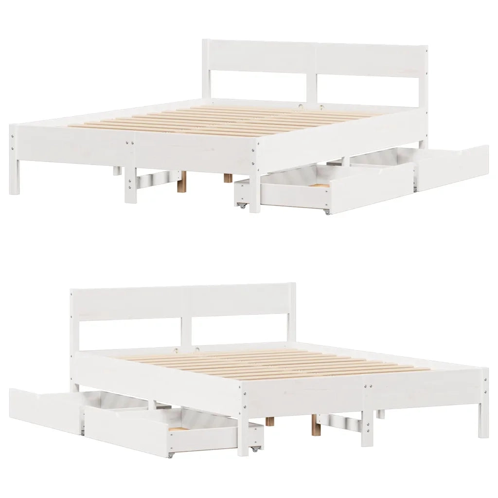 Letto senza Materasso-Struttura Letto Bianco 120x200 cm Legno Massello di Pino 265561