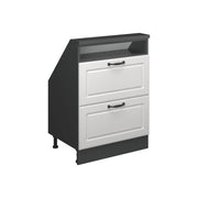 Mobile sottotetto Rion Bianco rustico/Antracite con 2 cassetti Vicco
