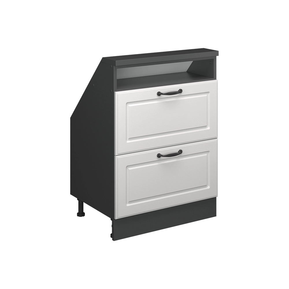 Mobile sottotetto Rion Bianco rustico/Antracite con 2 cassetti Vicco