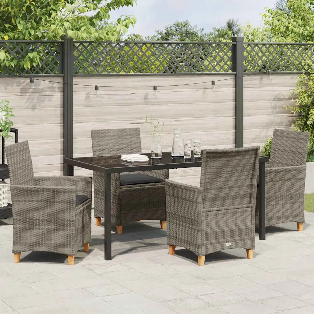 Set da Pranzo per Giardino 5 pcs Grigio polyrattan