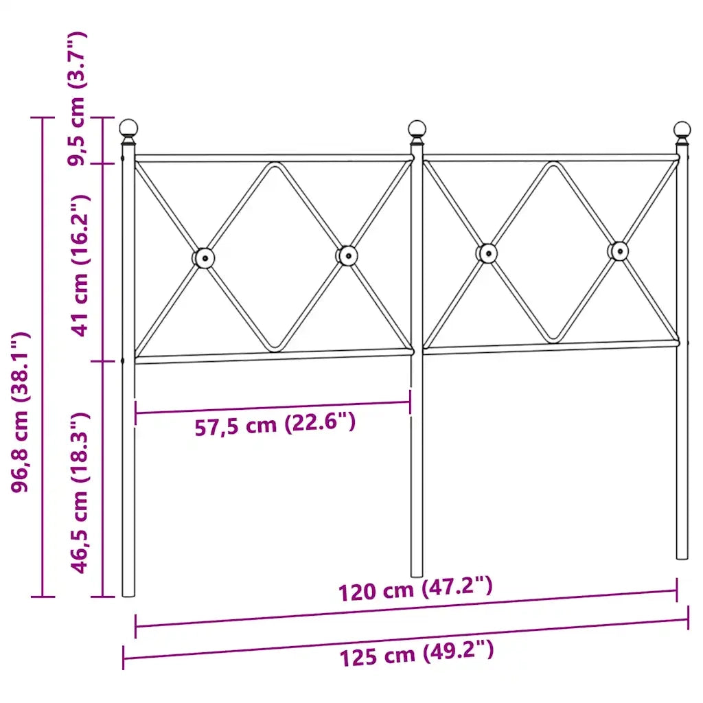 Testiera di Ricambio in Metallo Bianco 120 cm 376582