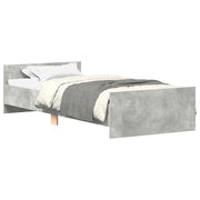 Letto singolo | Letto per adulti | Giroletto Grigio Cemento 100x200 cm in Legno Multistrato