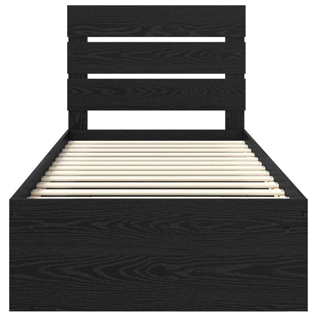 Letto singolo | Letto per adulti | Struttura del letto Nero 100 x 200 cm Pino massello
