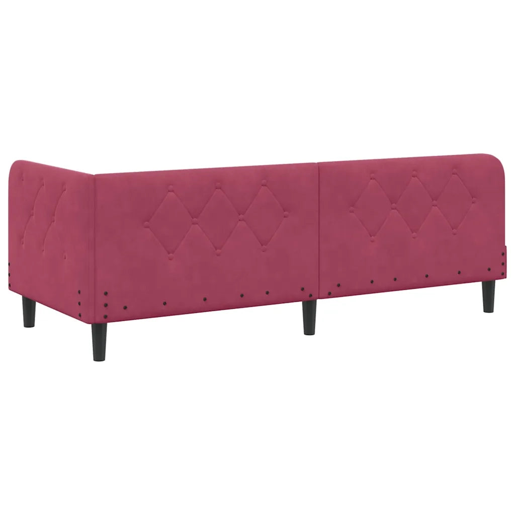 Cornice del letto ad angolo Rosso Vino 80 x 200 cm Velluto