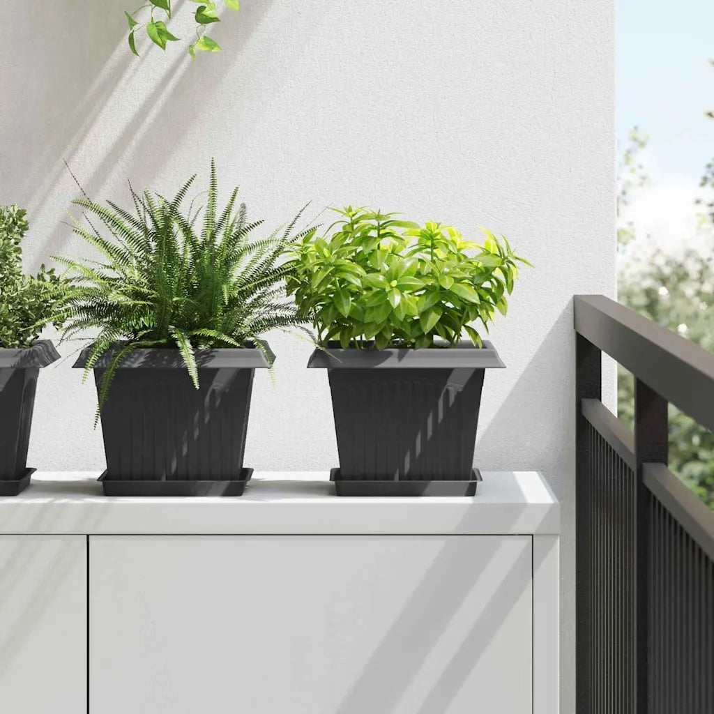Vasi per Piante 6 pcs Nero 23 x 23 x 17,5 cm Plastica 3403299