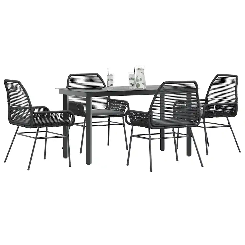 Set da Pranzo da Giardino con Cuscini 5 pz Polyrattan Vetro 3334564