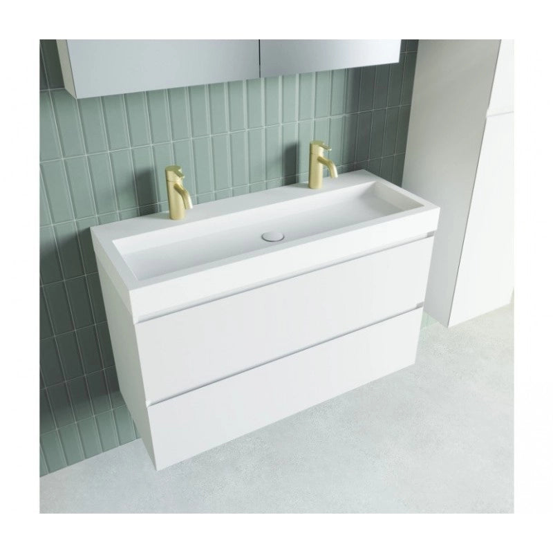 SPRING VOW RIHO lavabo 100x40x8 cm 2 fori in marmo composito