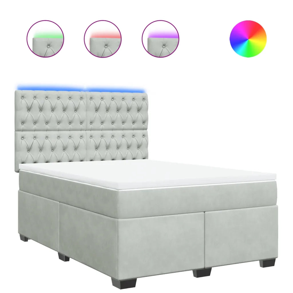 Giroletto a Molle con Materasso Grigio Chiaro 160x200cm Velluto