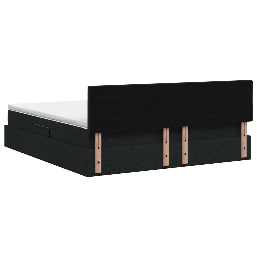 Letto con contenitore LED e materasso Nero 160 x 200 cm Tessuto 3459137