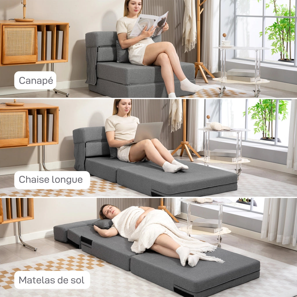 Poltrona letto pieghevole ¨C Minimal ¨C Grigio 120 kg