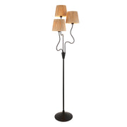 Lampada da terra boho nera opaca rafia, pedale 3xE14 Endon
