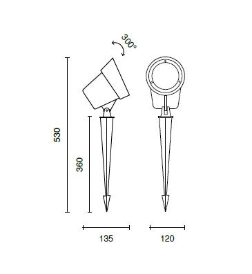 PALETTO GURU 1 LUCE ATTACCO GU10 MARRONE  ORIENTABILE