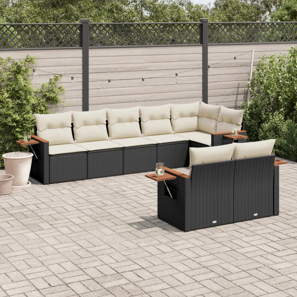 Set Divani da Giardino con Cuscini 8 pz Nero in Polyrattan 3259389