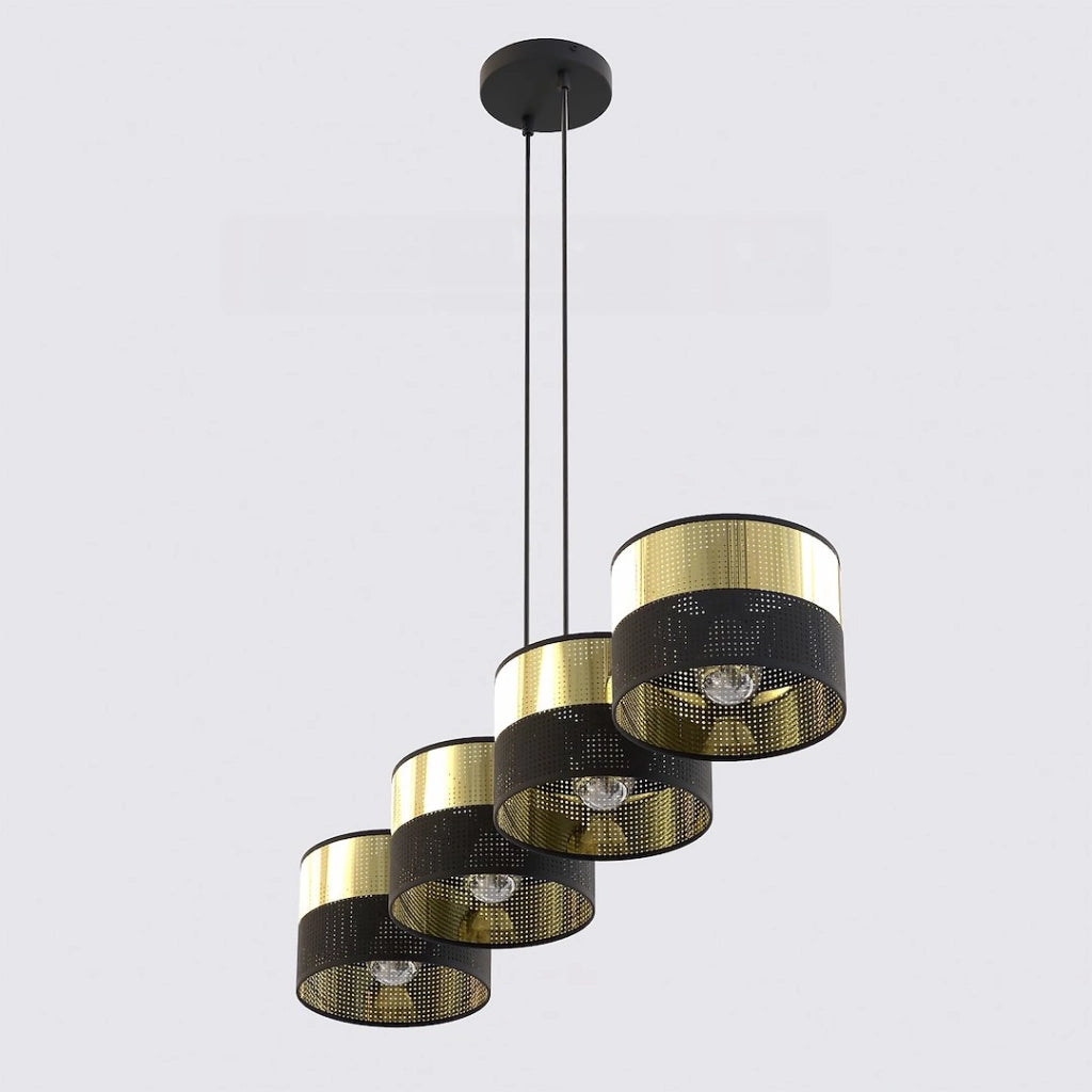 Lampadario LUX Emibig nero oro metallo 4xE27