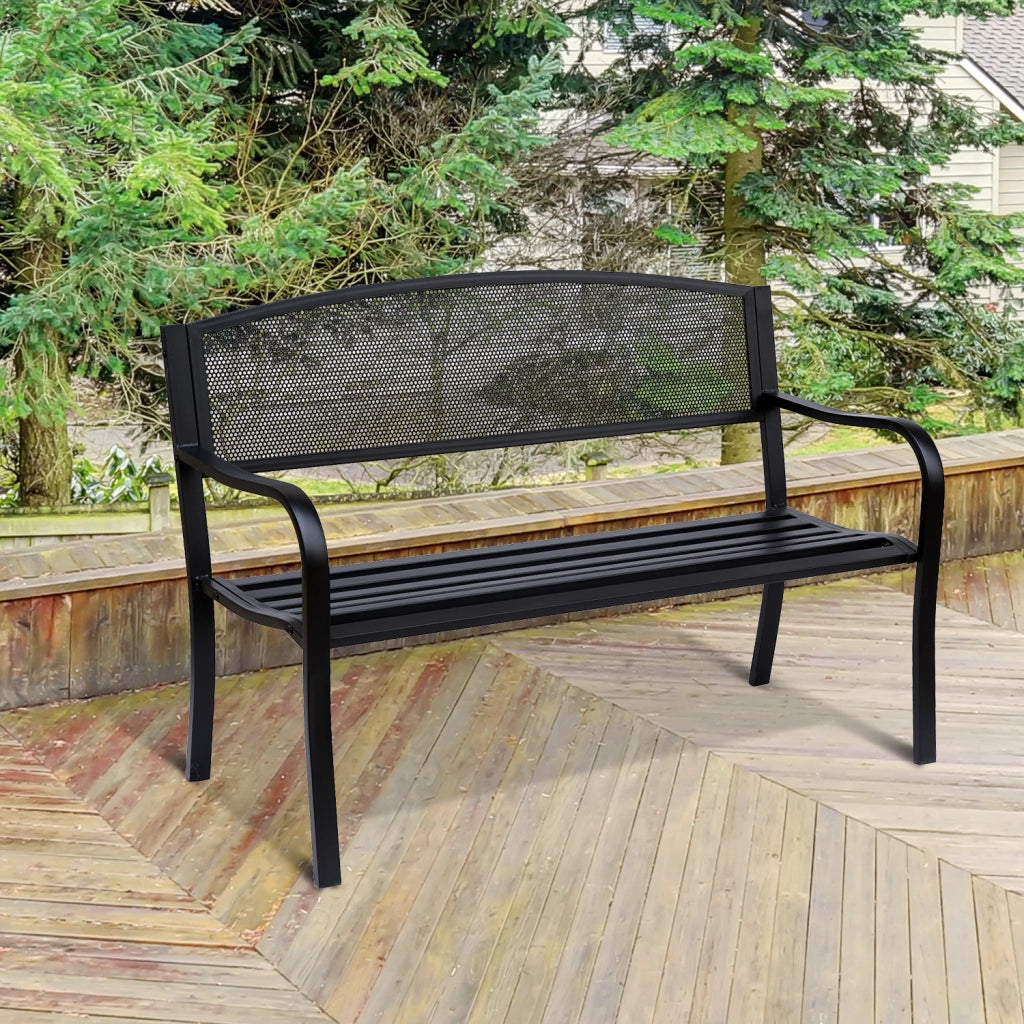 Panca da giardino 2 posti ¨C Xylo ¨C acciaio nero 127x60x87cm
