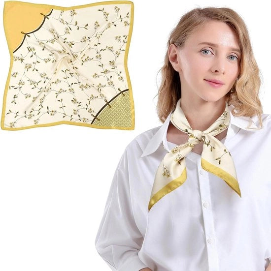 Sciarpa in seta 100% per donna in giallo - Accessorio lussuoso