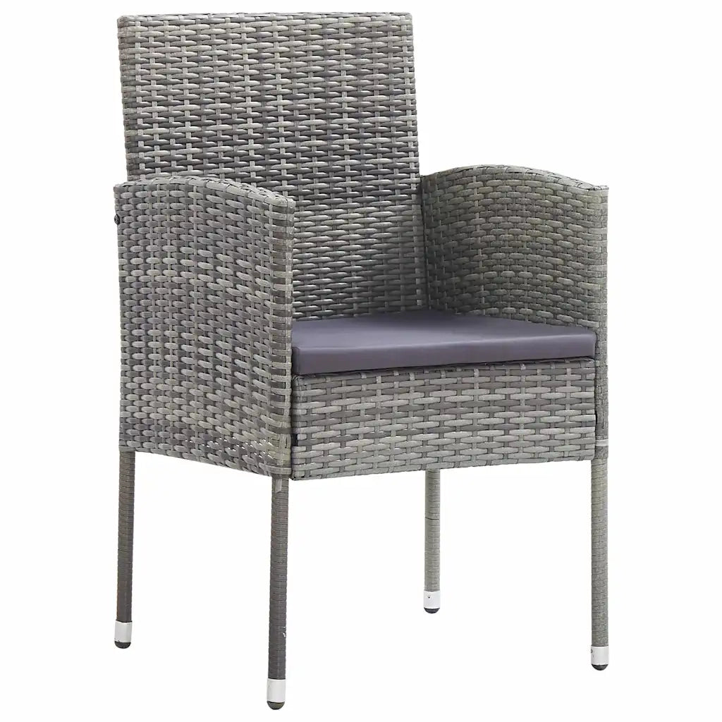 Set da Pranzo per Giardino con cuscino 3 pcs Grigio polyrattan 3380057