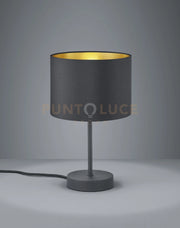 HOSTEL LAMPADA DA TAVOLO PARALUME TESSUTO NERO INTERNO ORO H.33CM, D.20CM 1 LUCE ATTACCO E27
