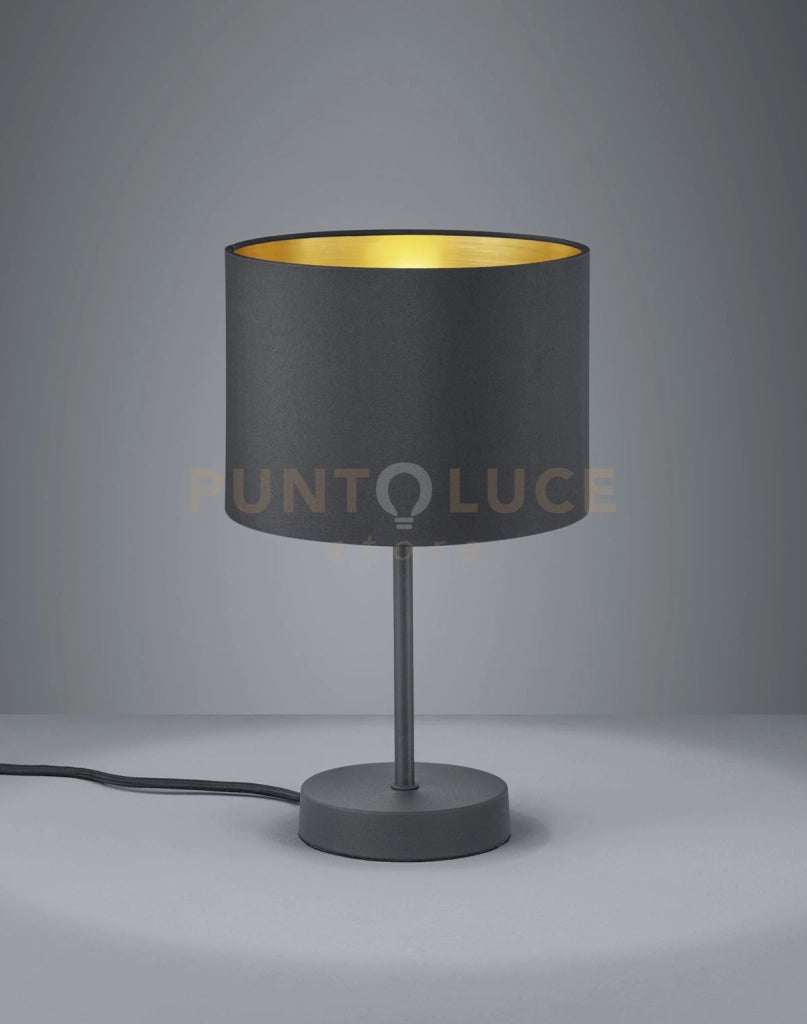 HOSTEL LAMPADA DA TAVOLO PARALUME TESSUTO NERO INTERNO ORO H.33CM, D.20CM 1 LUCE ATTACCO E27