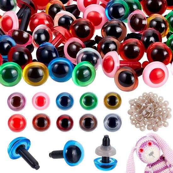 Occhi di sicurezza 80 pezzi - 3D - occhi a maglia - occhi con anello - diametro 10 mm