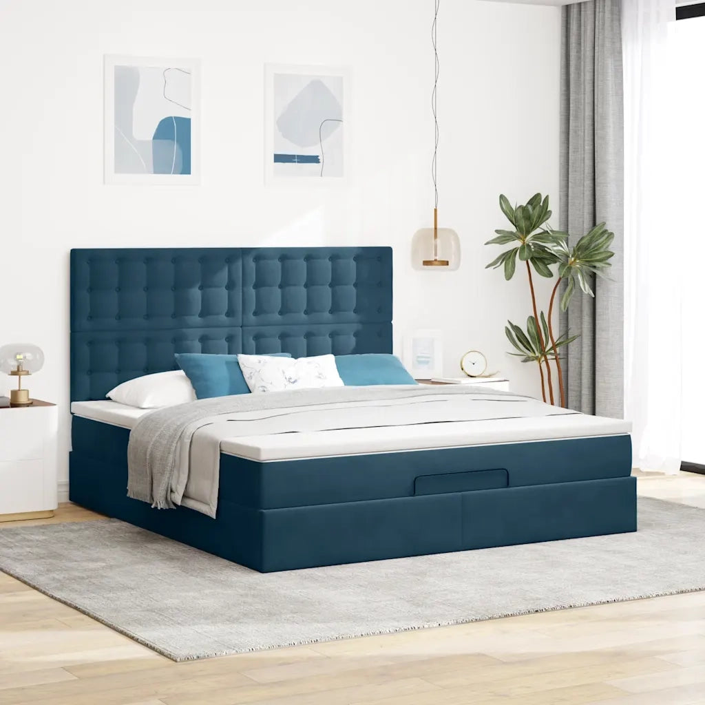 Struttura Letto Pouf con Materassi 160x200 cm Velluto 3314478