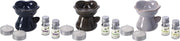 Set 1 Pezzo Bruciaessenze con 2 Tea Light e 2 Olio Profumato 5 ml 3 Colori