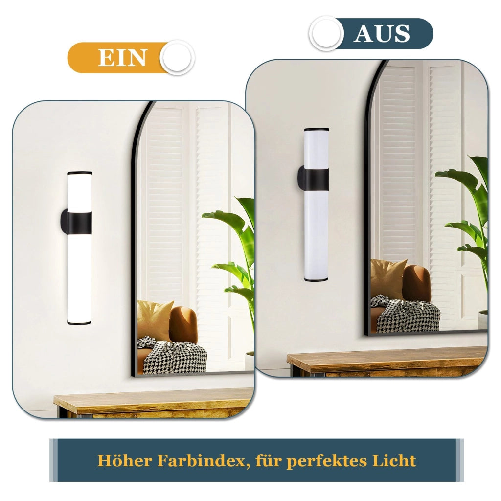 ZMH Lampada da specchio per bagno a LED 6W nera da parete per bagno 30 cm
