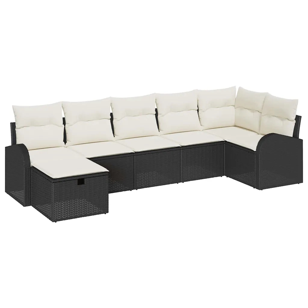 Set Divano da Giardino con cuscino 7 pcs Nero polyrattan 3360428