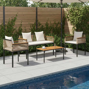 Set di Mobili da Esterno Beige e Bianco Crema polyrattan 42025228