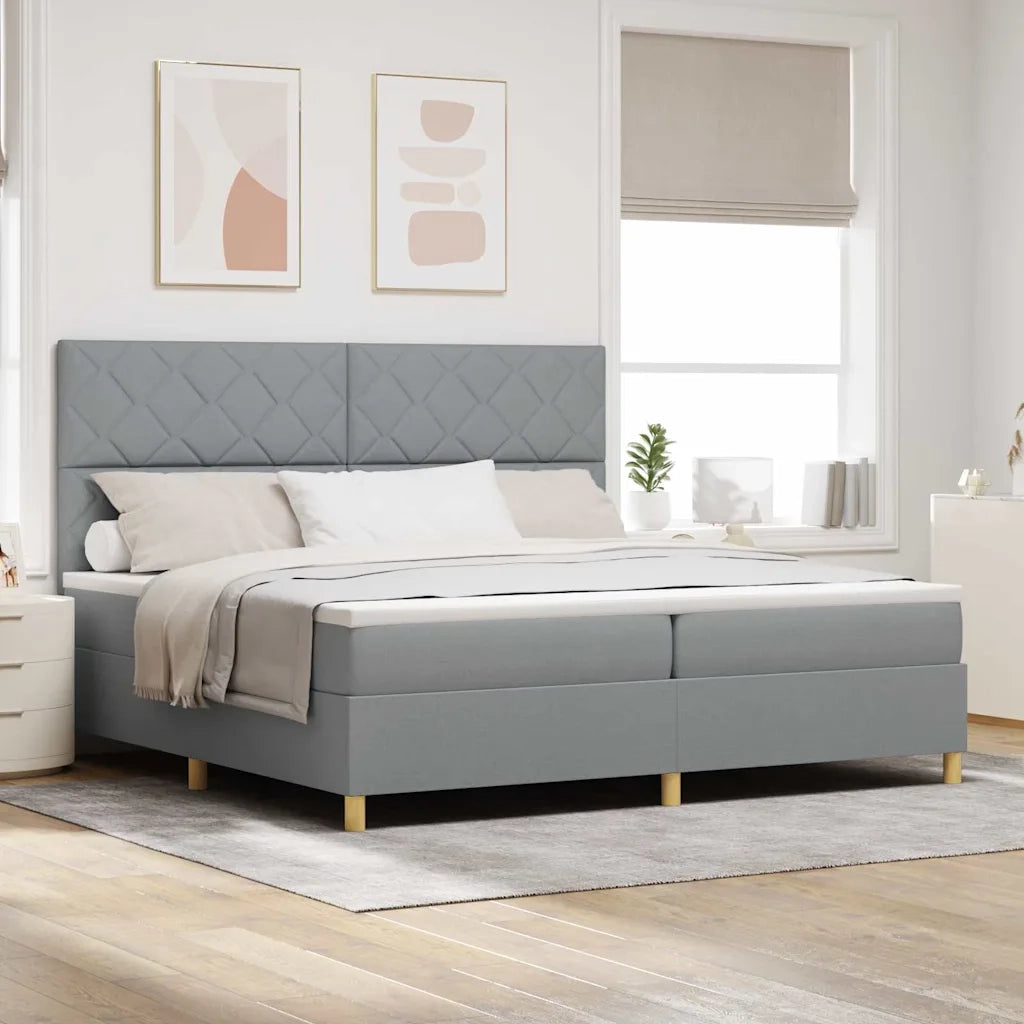 Letto a molle con materasso Grigio chiaro 200 x 200 cm Tessuto 3339721