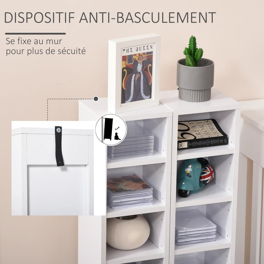 Armadio per CD e DVD ¨C Minimal ¨C 6+6 scomparti 21x22.5x88.5 cm bianco
