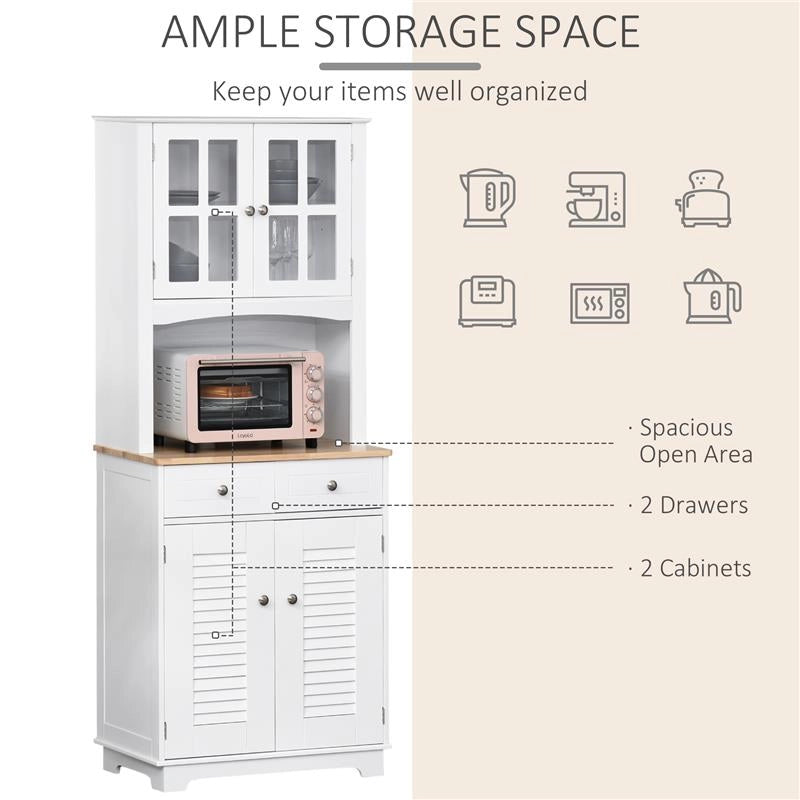 CREDENZA ALTA PER CUCINA MOBILE BUFFET IN LEGNO BIANCO