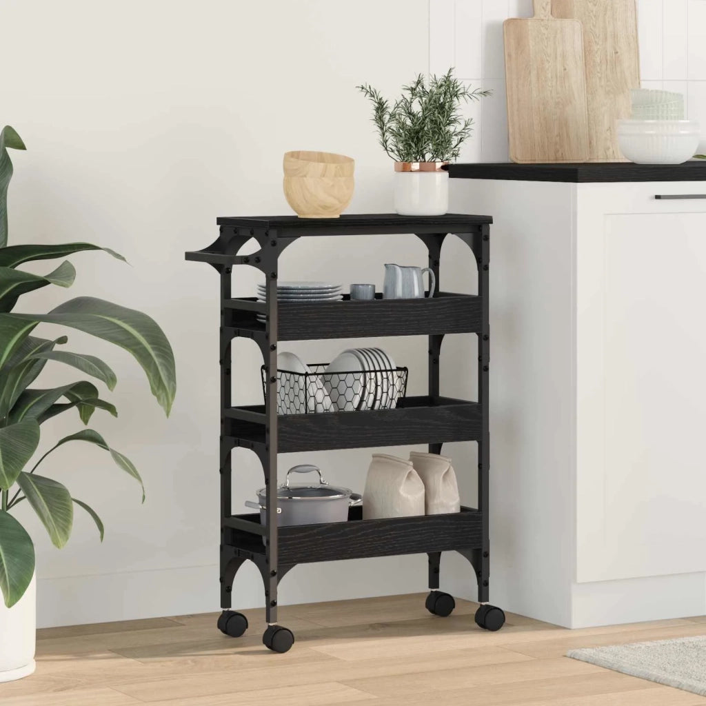 Carrello da Cucina Rovere Nero 53 x 20 x 76 cm CFW8226924
