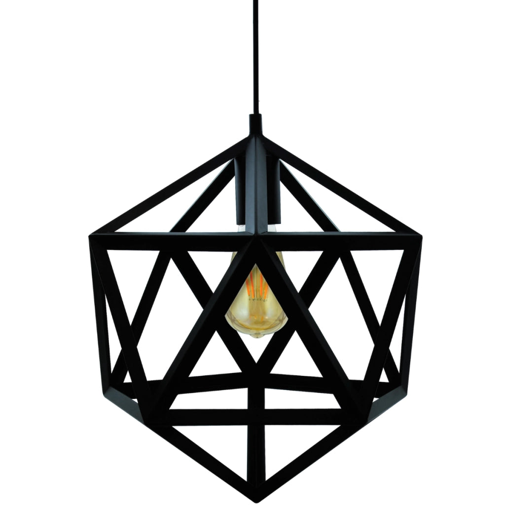 Lampada a sospensione nera geometrica E27 Ø35 Polux