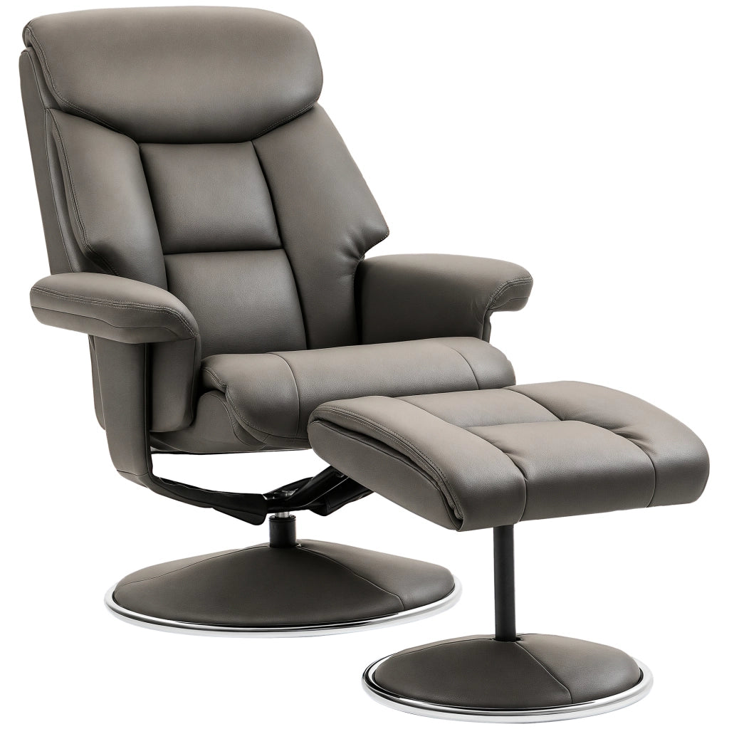 Poltrona Relax con Poggiapiedi e Schienale Regolabile ¨C Minimal ¨C Pelle Grigio