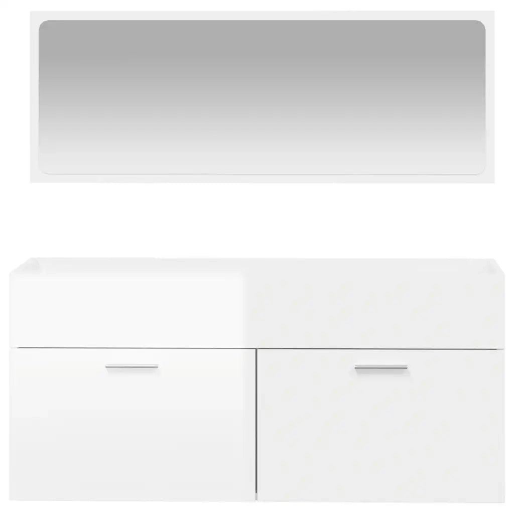 Mobile da Bagno | Armadio da bagno con Specchio Bianco Lucido in Legno Multistrato