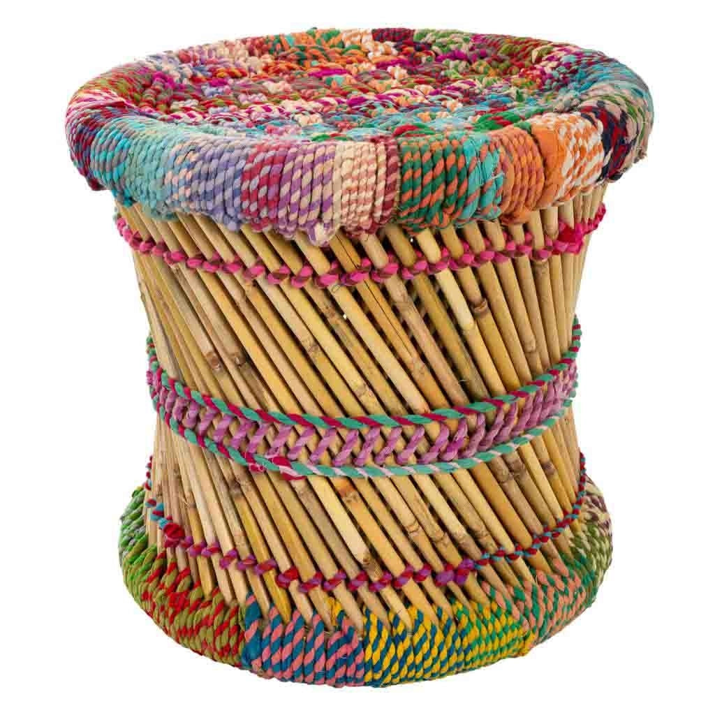 Set di 2 sgabelli in bambù multicolore